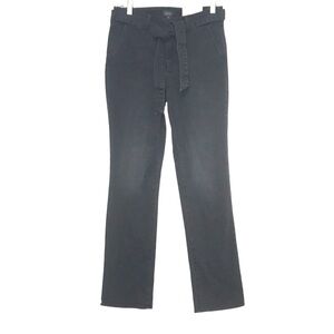 Nydj Marilyn Straight lift tuck jeans with waist tie size 6 black high rise